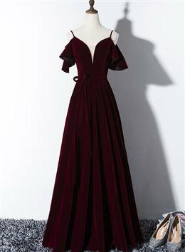 Picture of Elegant Velvet Long Bridesmaid Dresses , Charming Party Gowns